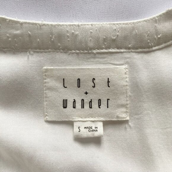LOST + WANDER WHITE TEXTURED BUTTON FRONT SMOCKED WAIST TASSEL MAXI DRESS - S - Picture 6 of 10